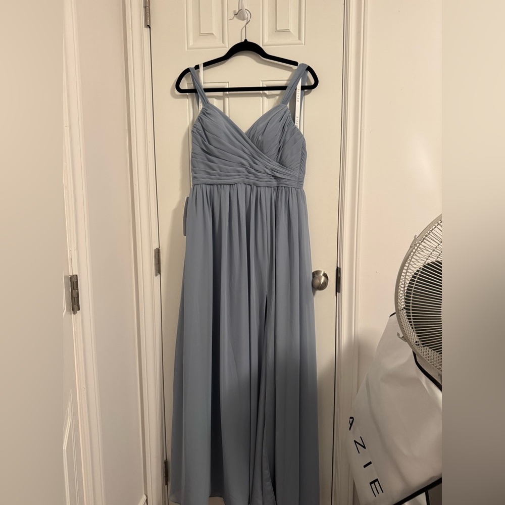 New With Tags Azazie Aziza Dress in Dusty Blue Size A2